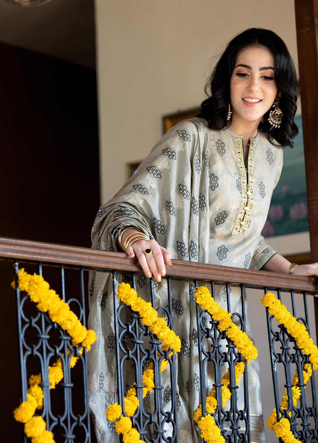 Senorita Cotton Pret 3 Piece Suit for Women -  LBD-02280-GRY/BLK