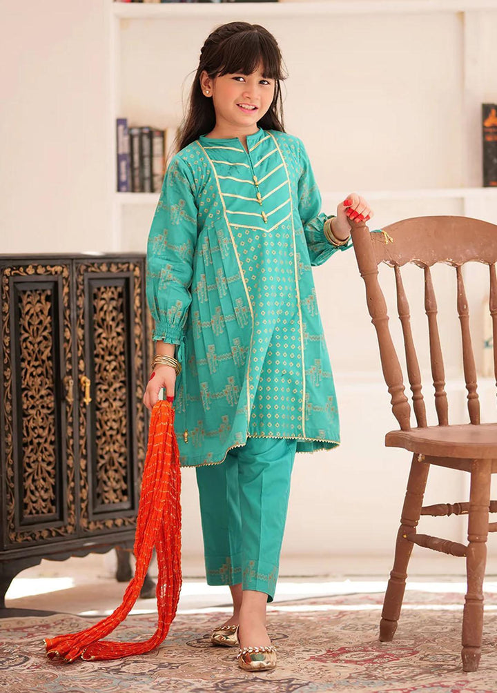 Senorita Cotton Casual 3 Piece Suit for Girls -  KBD-02265-TGN/GLD