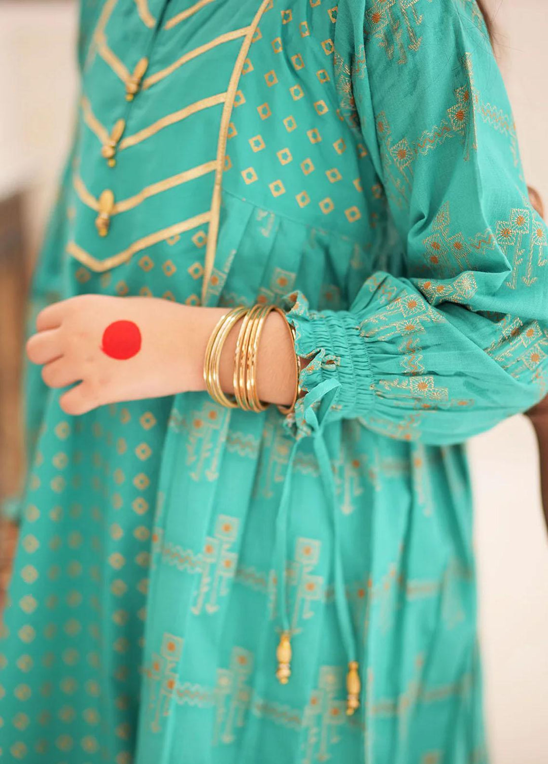 Senorita Cotton Casual 3 Piece Suit for Girls -  KBD-02265-TGN/GLD