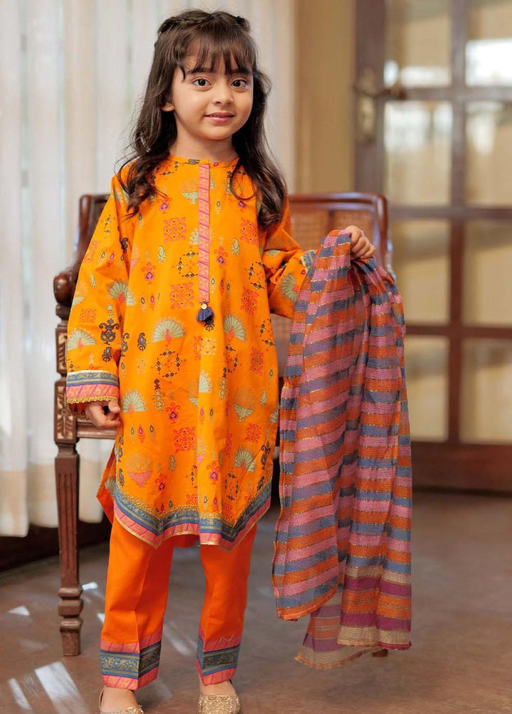 Senorita Cotton Casual 3 Piece Suit for Girls -  KBD-02325-OGN/MCL