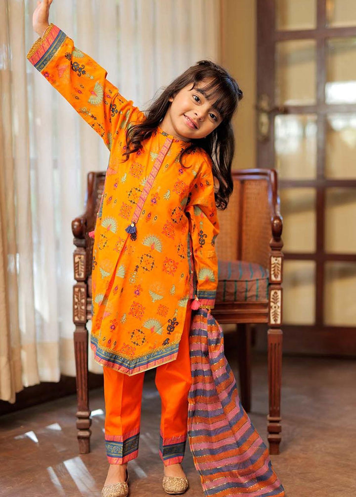 Senorita Cotton Casual 3 Piece Suit for Girls -  KBD-02325-OGN/MCL
