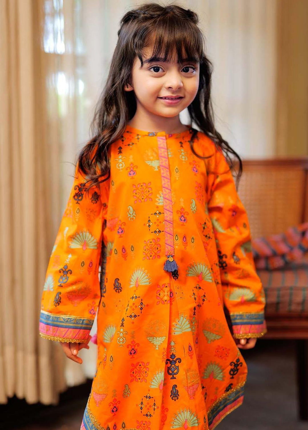 Senorita Cotton Casual 3 Piece Suit for Girls -  KBD-02325-OGN/MCL