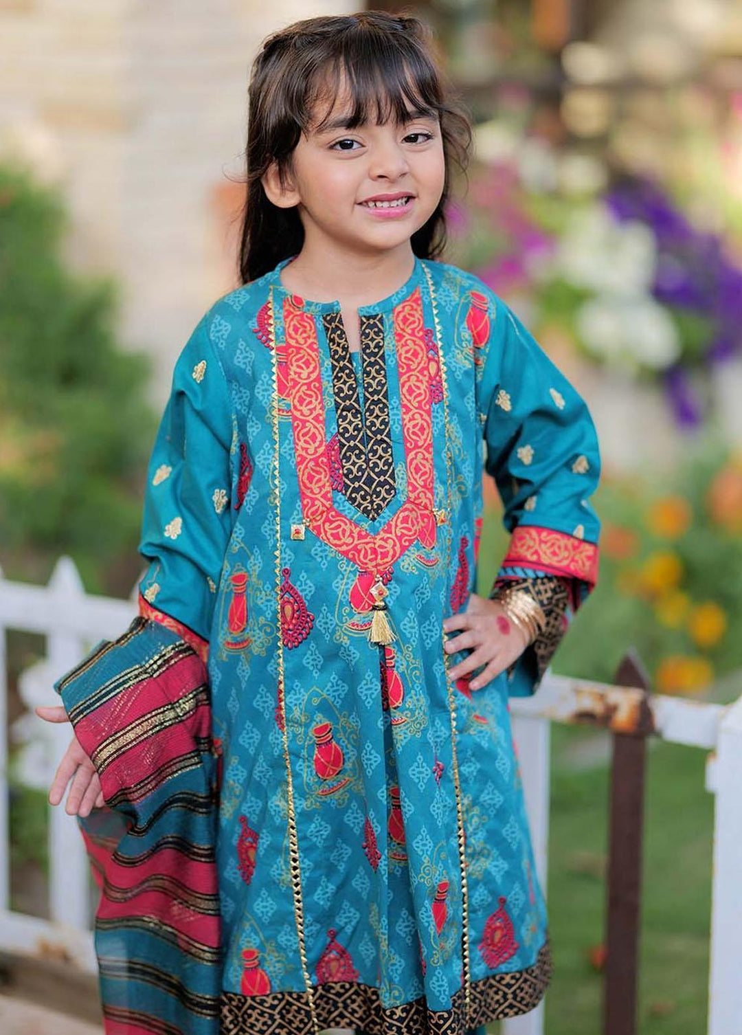 Senorita Cotton Casual 3 Piece Suit for Girls -  KBD-02326