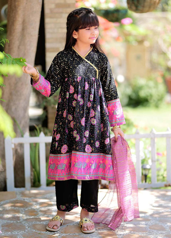 Senorita Cotton Casual 3 Piece Suit for Girls -  KBD-02330-BLK/MCL