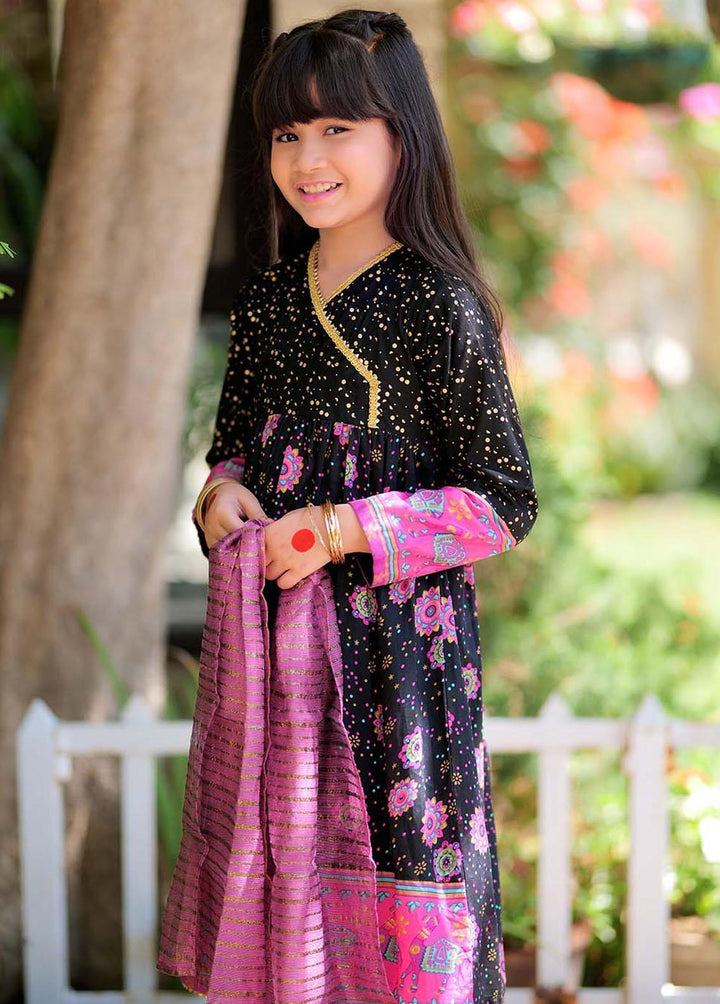 Senorita Cotton Casual 3 Piece Suit for Girls -  KBD-02330-BLK/MCL