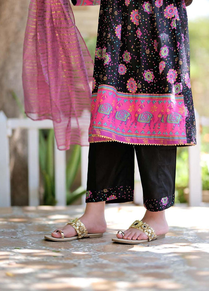 Senorita Cotton Casual 3 Piece Suit for Girls -  KBD-02330-BLK/MCL