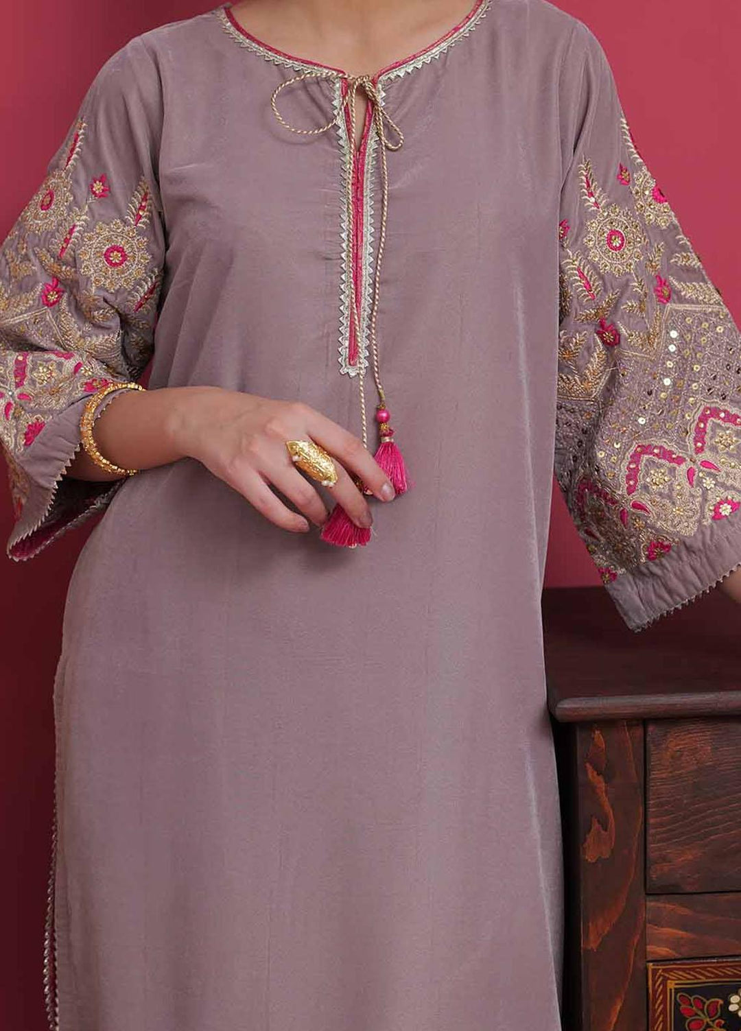 Senorita Velvet Pret 3 Piece Suit for Women -  LDD-02048-BGE/MCL