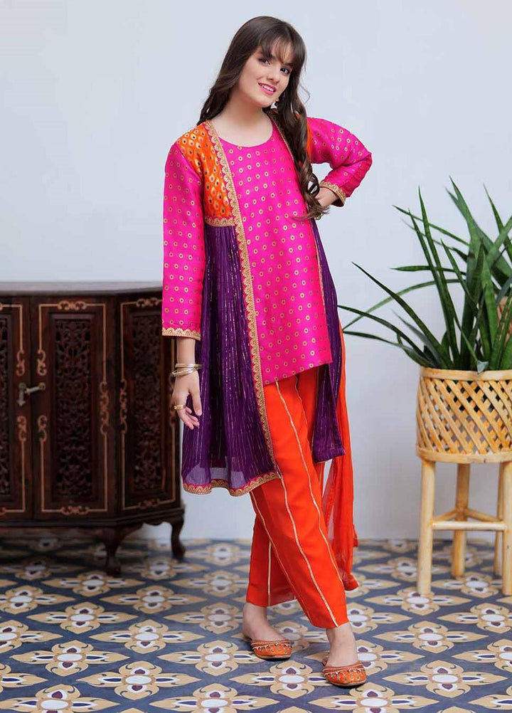 Senorita Banarsi Pret 3 Piece Suit for Girls -  GDE-02098-PRL/SPK