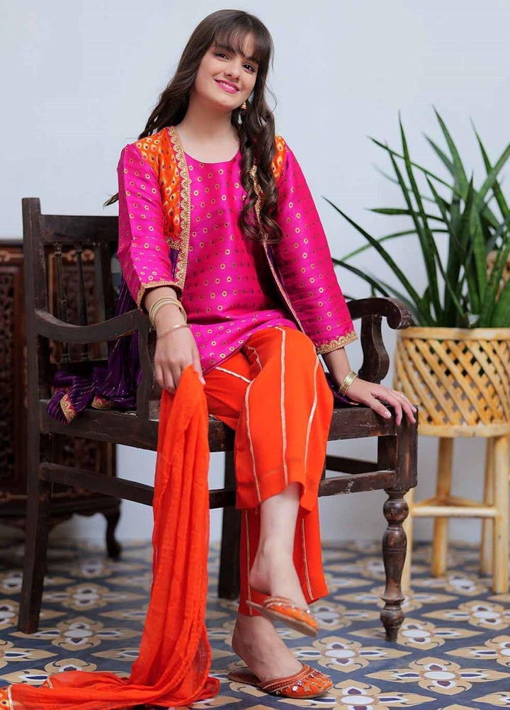 Senorita Banarsi Pret 3 Piece Suit for Girls -  GDE-02098-PRL/SPK