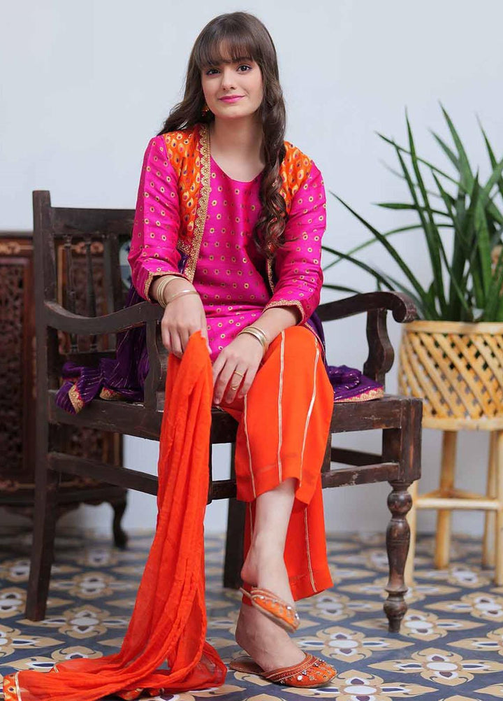 Senorita Banarsi Pret 3 Piece Suit for Girls -  GDE-02098-PRL/SPK