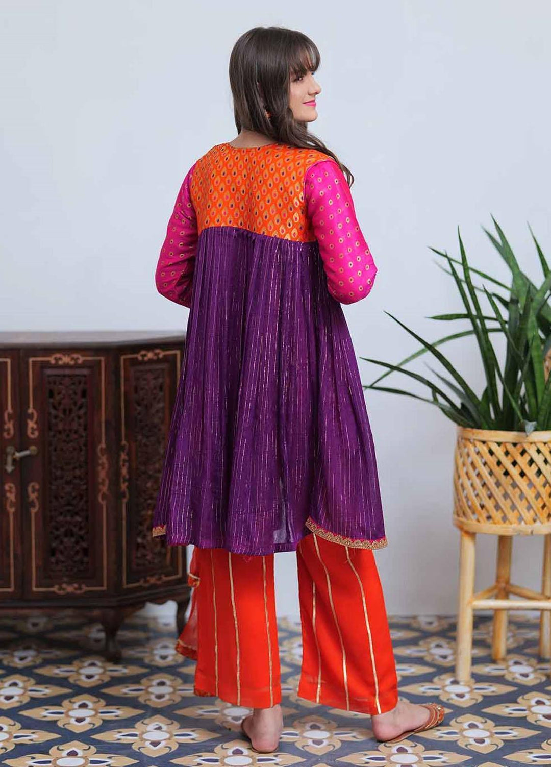 Senorita Banarsi Pret 3 Piece Suit for Girls -  GDE-02098-PRL/SPK