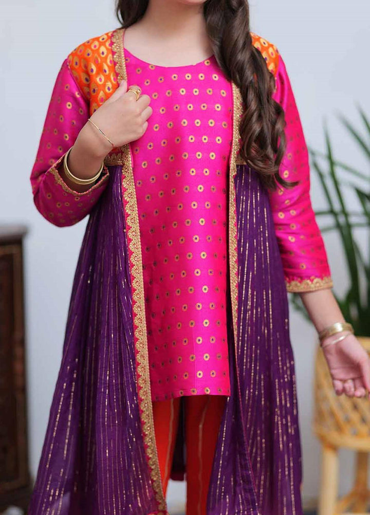 Senorita Banarsi Pret 3 Piece Suit for Girls -  GDE-02098-PRL/SPK