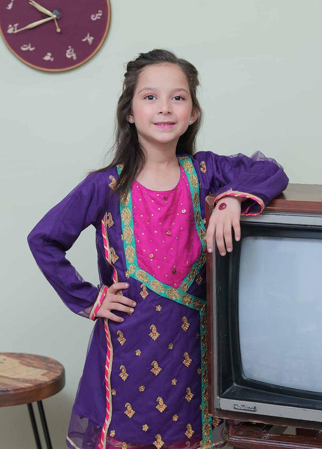 Senorita Banarsi Pret 3 Piece Suit for Kids -  KDD-02050-PRL/SPK