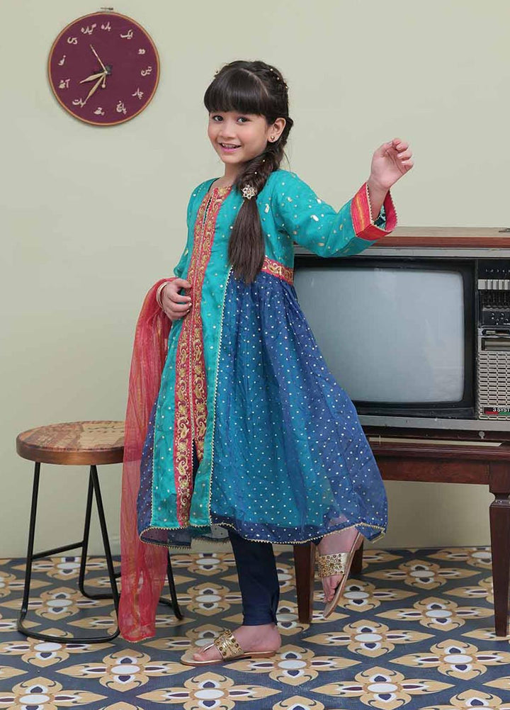 Senorita Banarsi Pret 3 Piece Suit for Kids -  KDD-02056-SGN/BLU