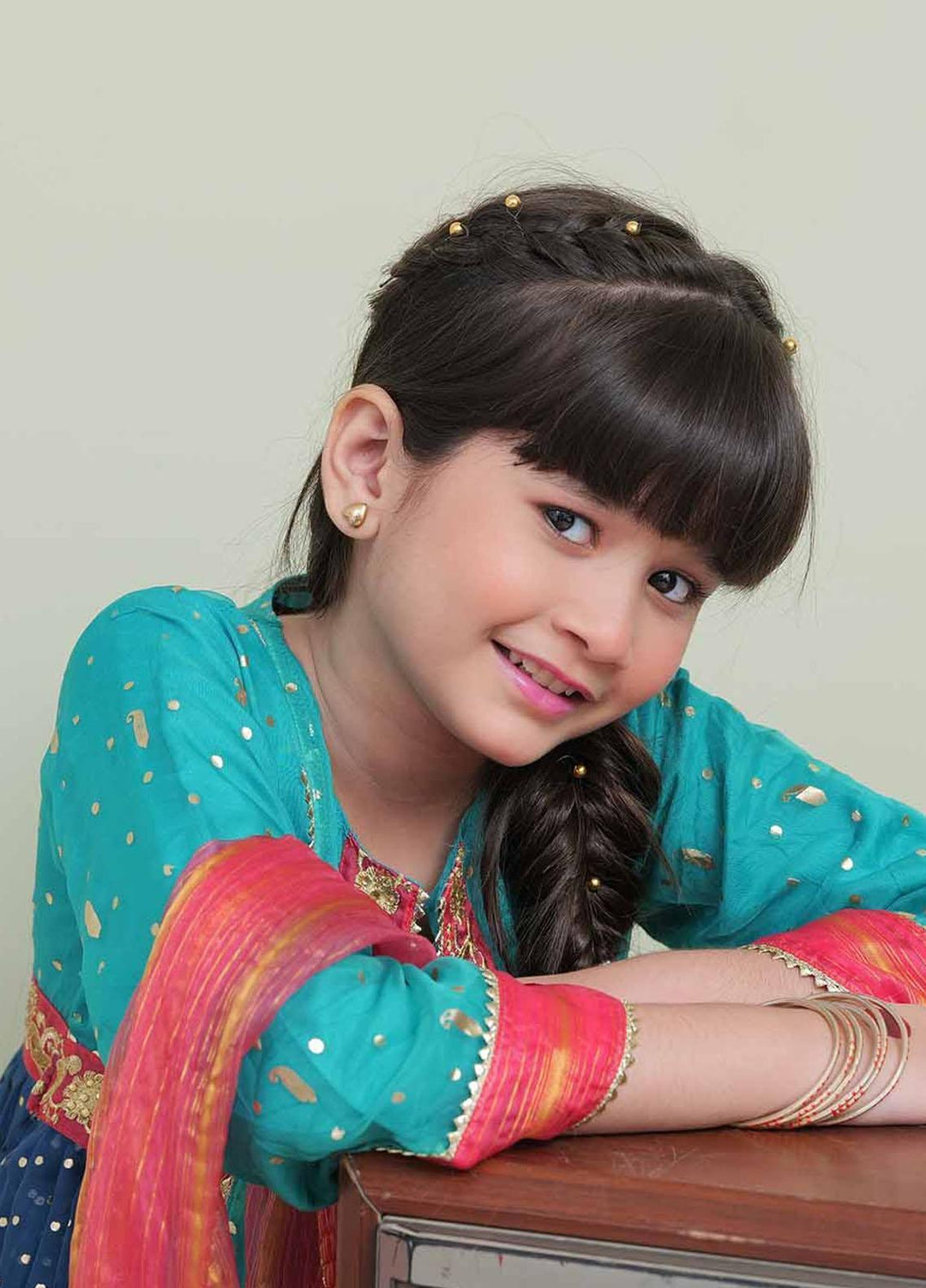 Senorita Banarsi Pret 3 Piece Suit for Kids -  KDD-02056-SGN/BLU