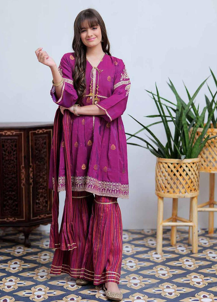 Senorita Viscose Pret 3 Piece Suit for Girls -  GDD-01828-PRL/GLD