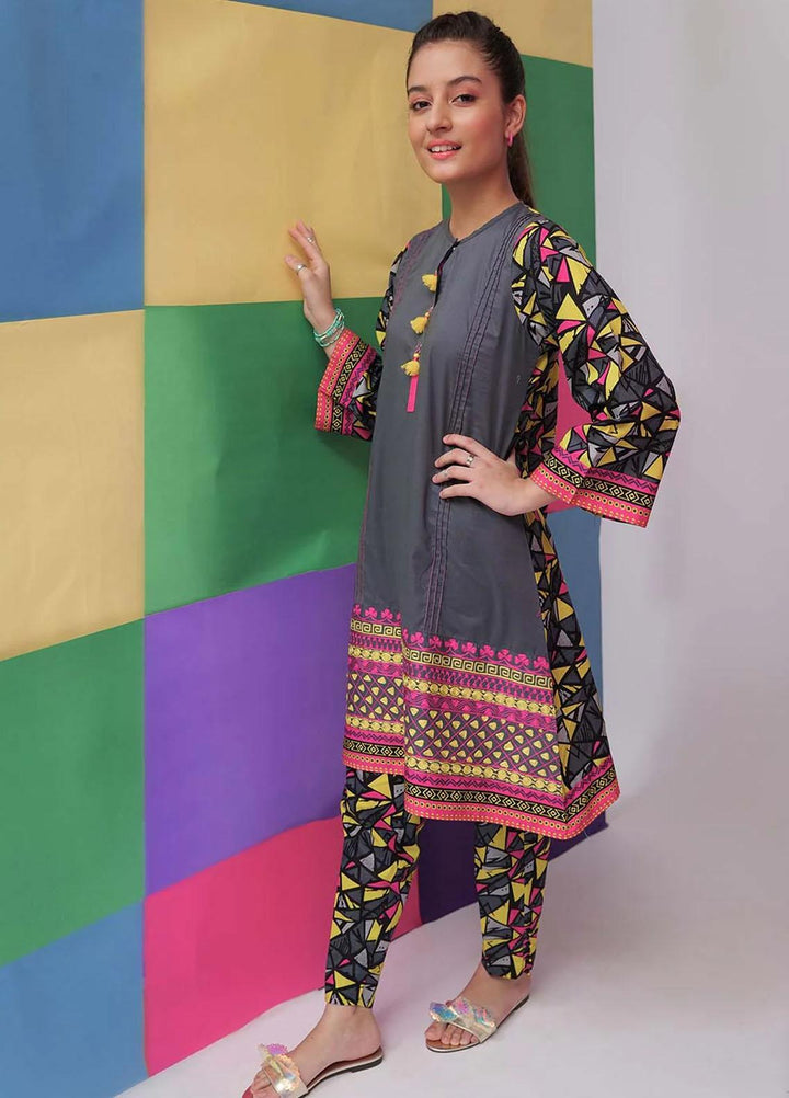 Senorita Cambric Pret 2 Piece Suit for Girls -  GAC-01859-GRY/MCL