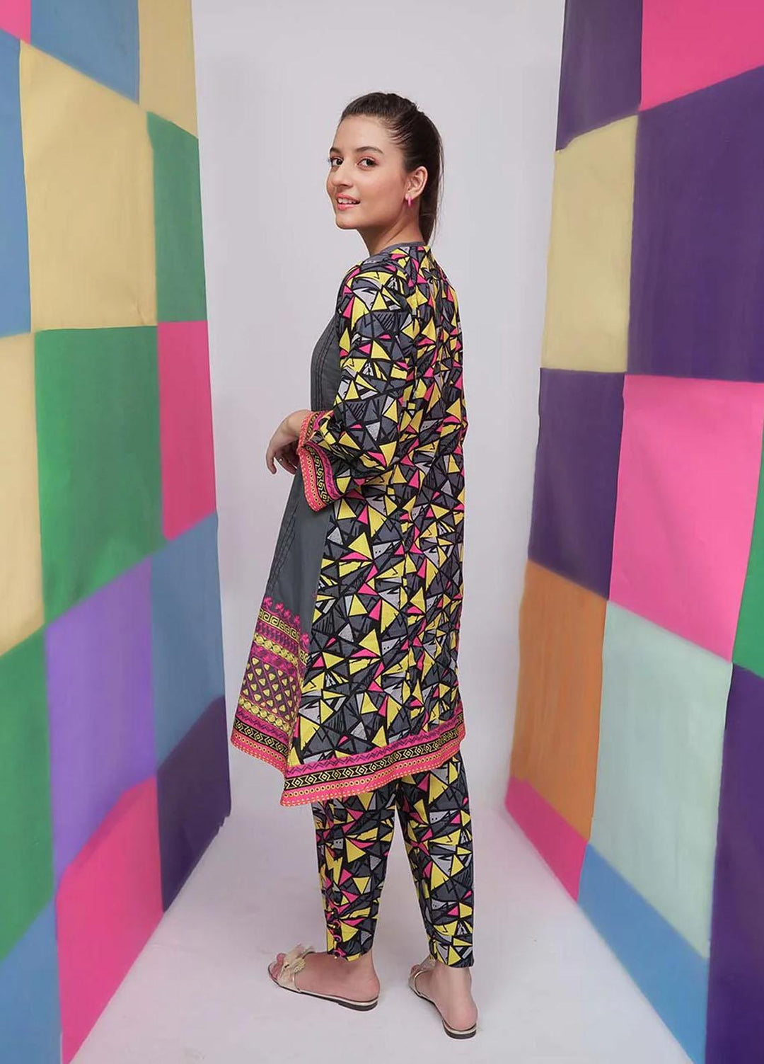 Senorita Cambric Pret 2 Piece Suit for Girls -  GAC-01859-GRY/MCL