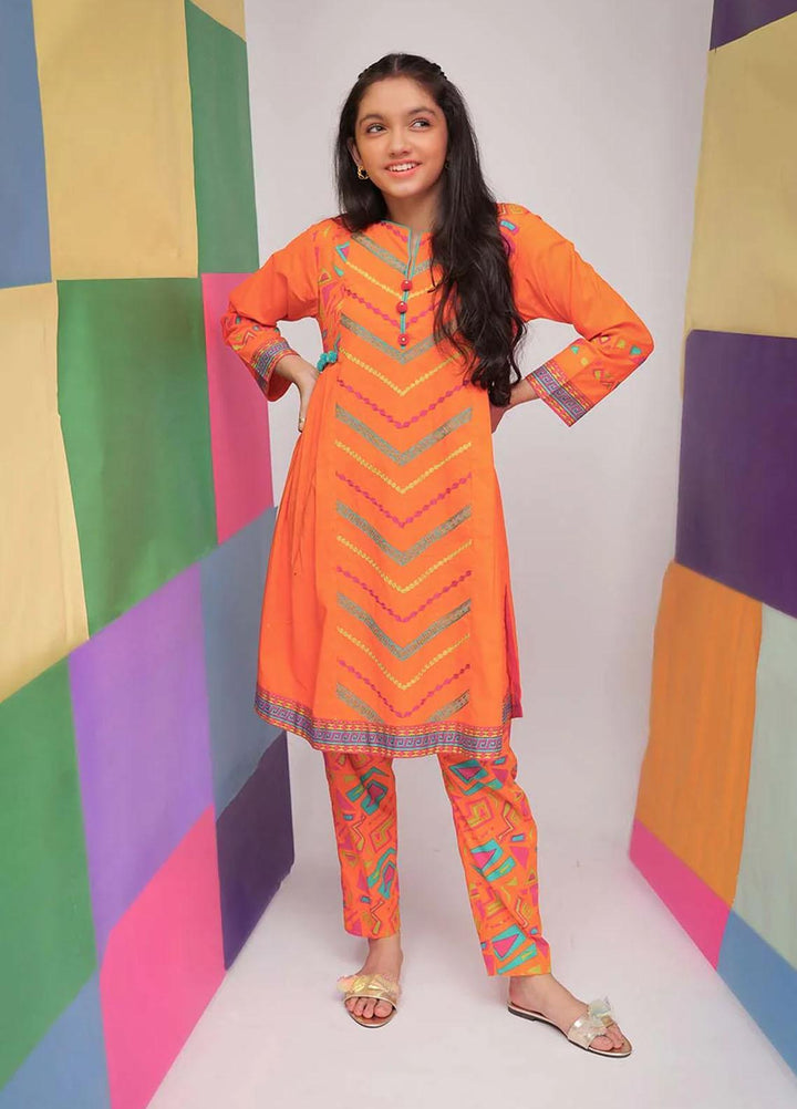 Senorita Cambric Pret 2 Piece Suit for Girls -  GAC-01786-OGN/MCL