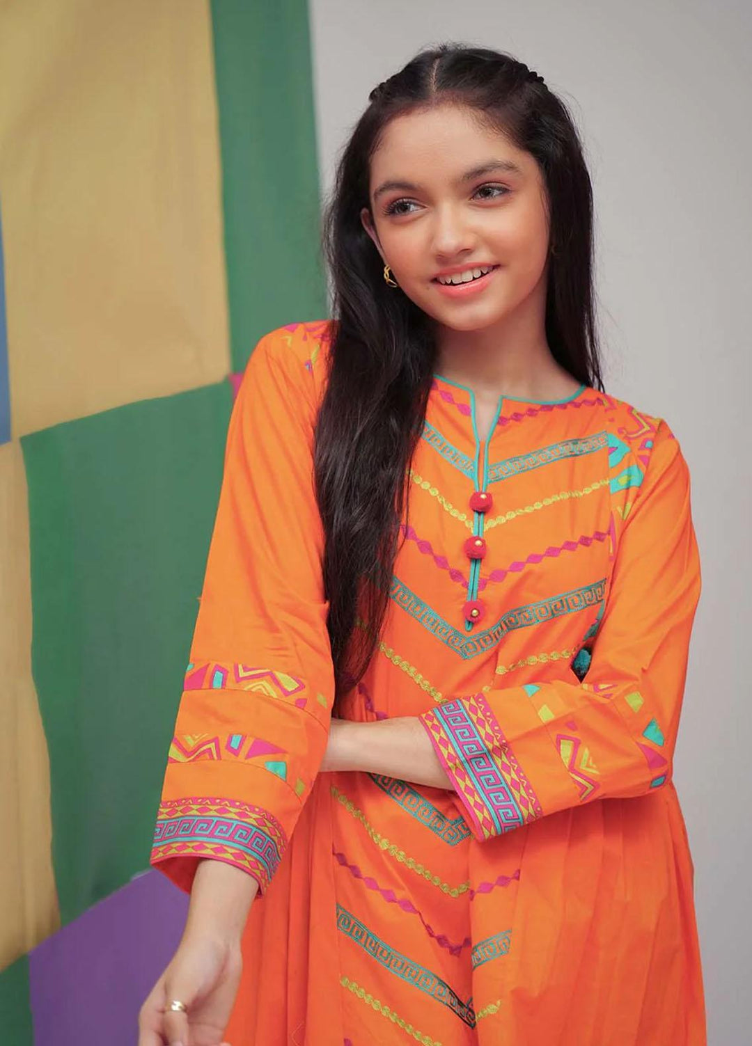 Senorita Cambric Pret 2 Piece Suit for Girls -  GAC-01786-OGN/MCL