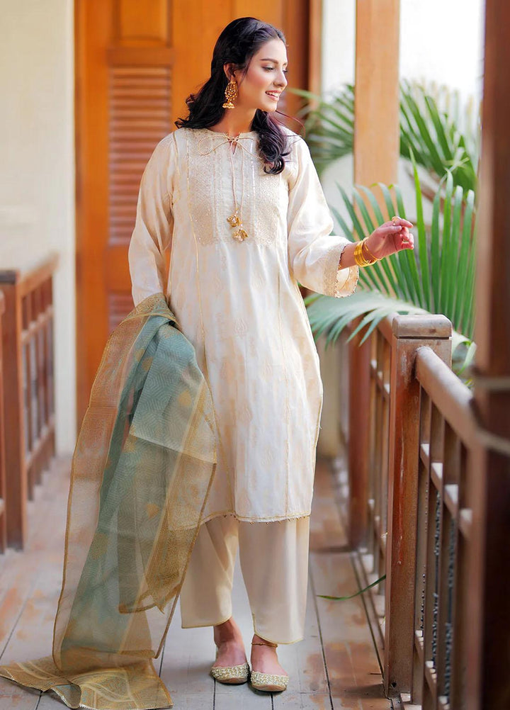 Senorita Cotton Pret 3 Piece Suit for Women -  LBD-01993-OFW/GLD