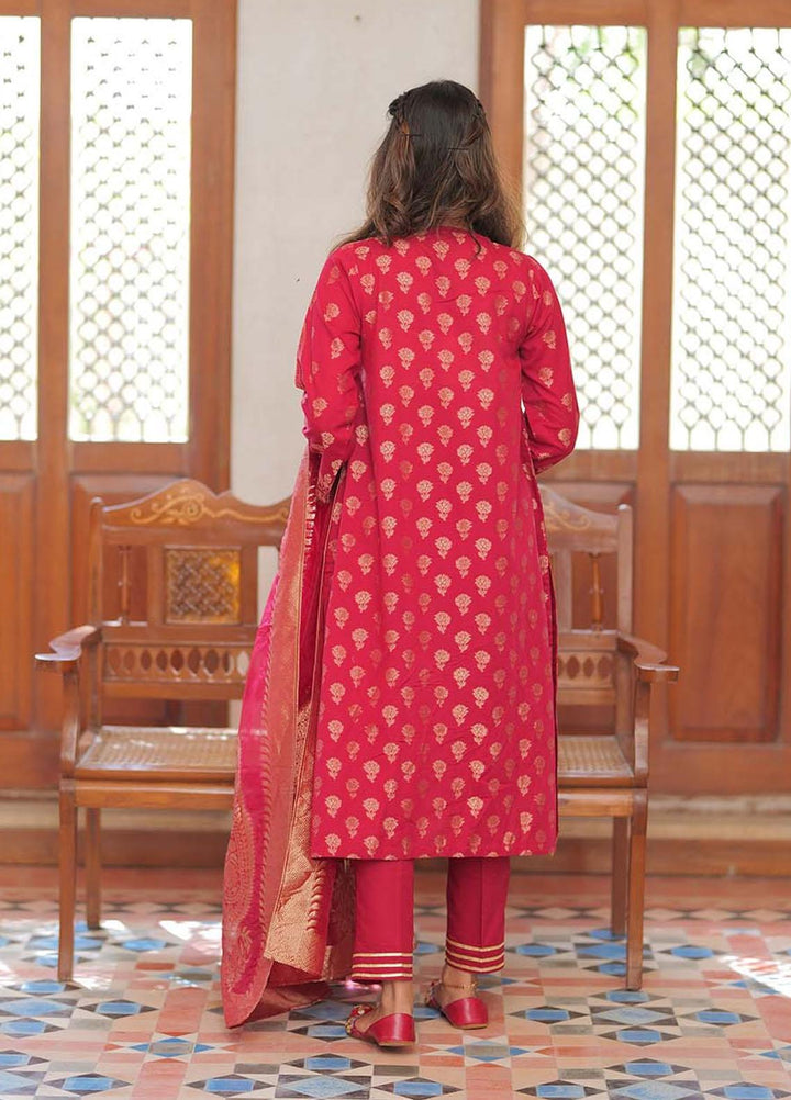 Senorita Jacquard Pret 3 Piece Suit for Women -  LBD-02004-HPK/GLD