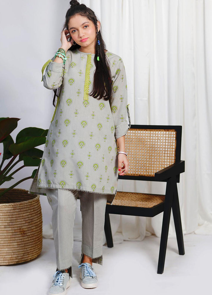 Senorita Cotton Pret 2 Piece Suit for Girls -  GAC-02110-GRY/PGN