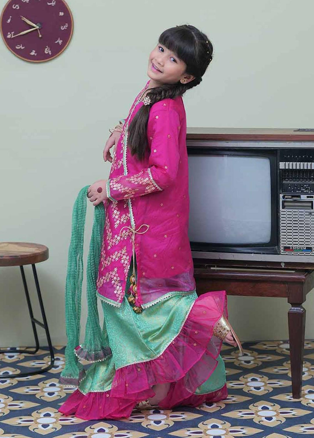 Senorita Banarsi Formal 3 Piece Suit for Girls -  KDD-02090