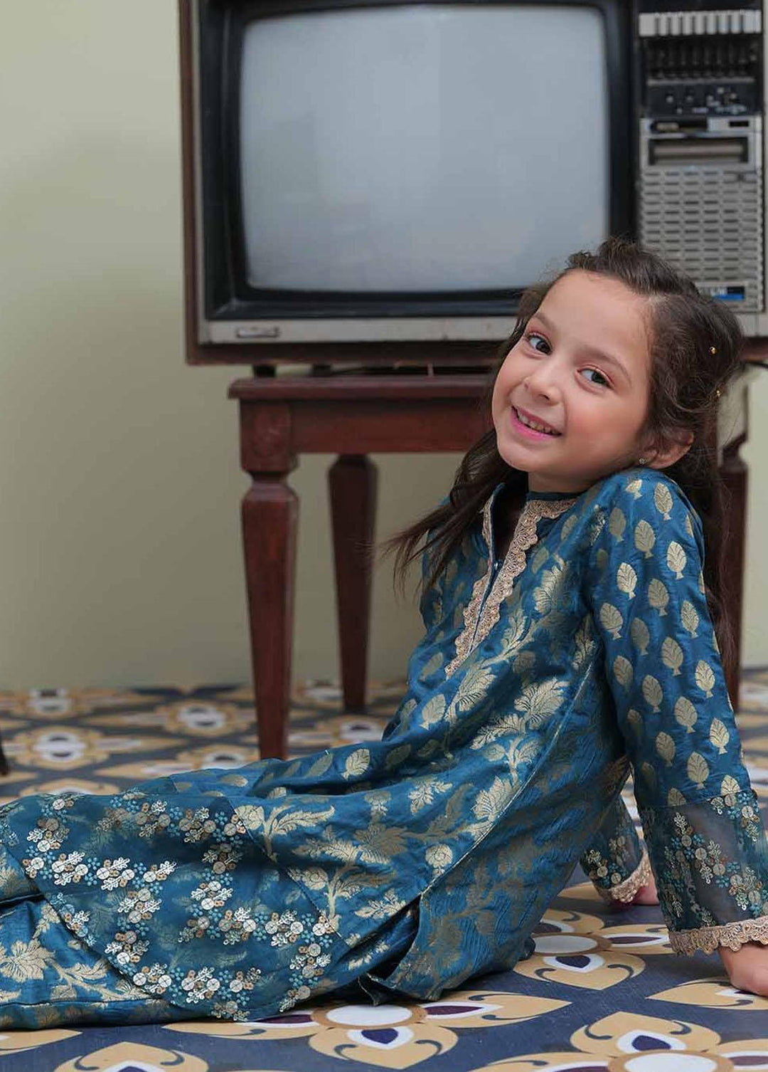 Senorita Banarsi Formal 3 Piece Suit for Girls -  KDD-02106