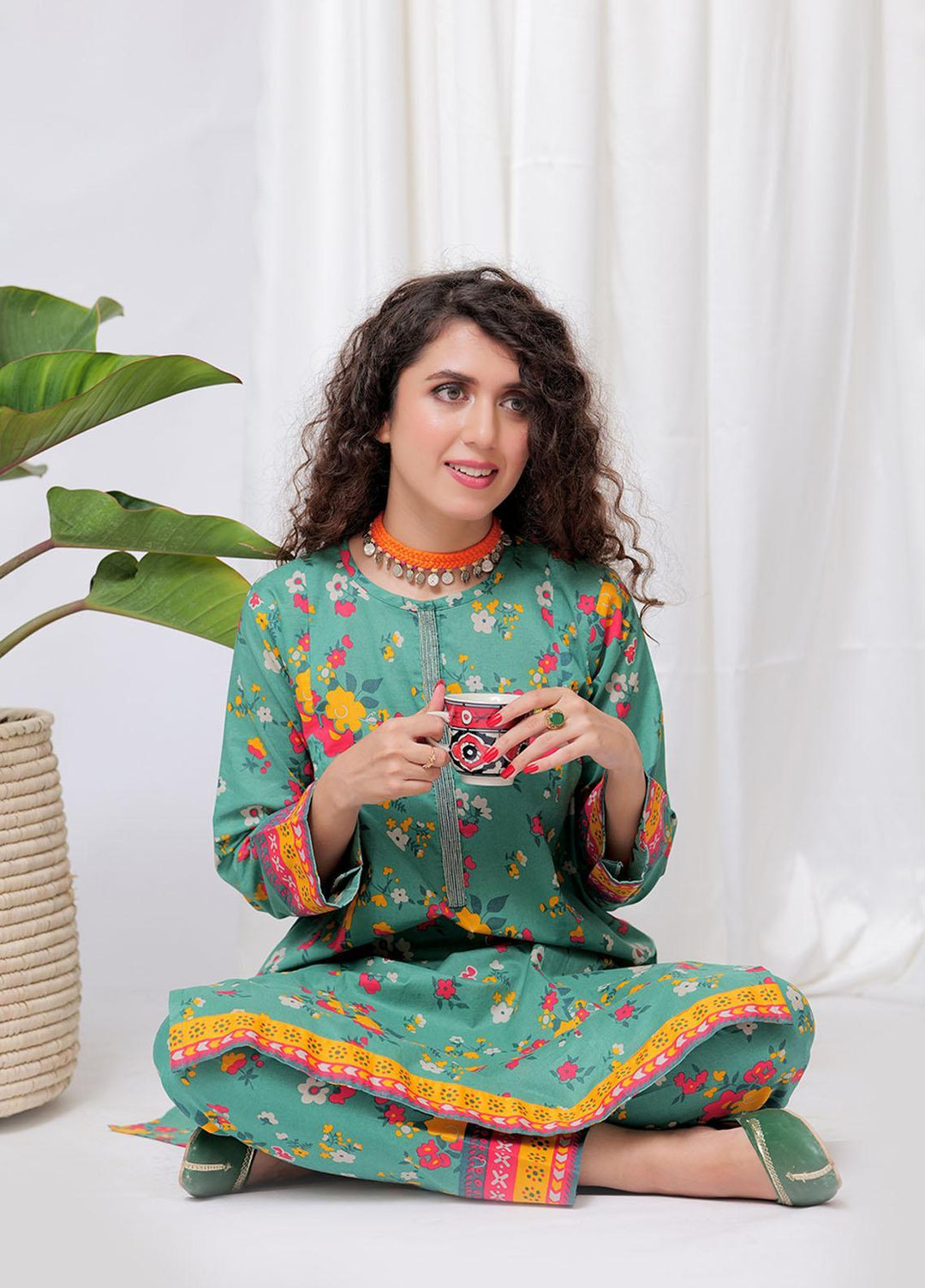 Senorita Cotton Pret 2 Piece Suit for Women -  LAC-02073-GRN/MCL