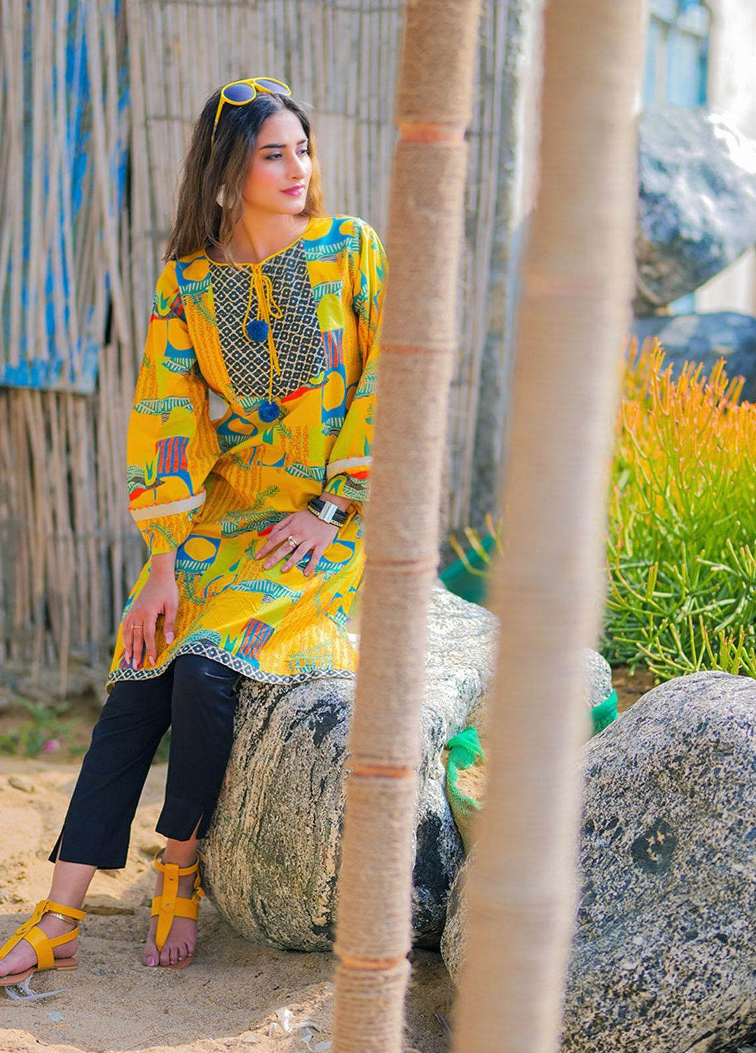 Senorita Casual Pret Printed Cotton Kurti LAA-01930-YLW/MCL