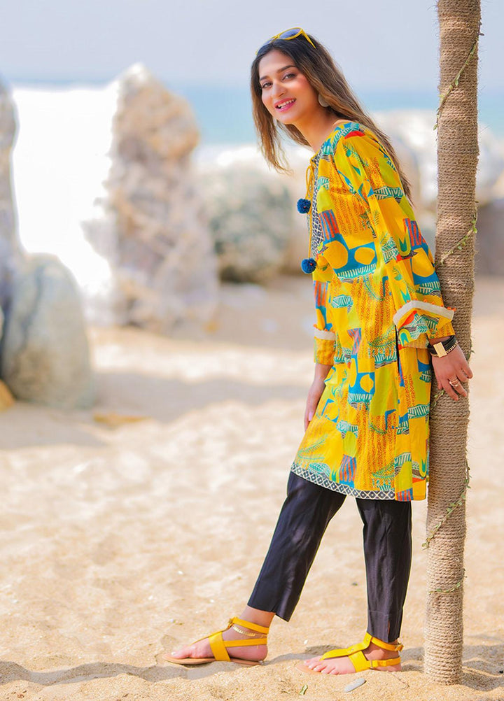 Senorita Casual Pret Printed Cotton Kurti LAA-01930-YLW/MCL