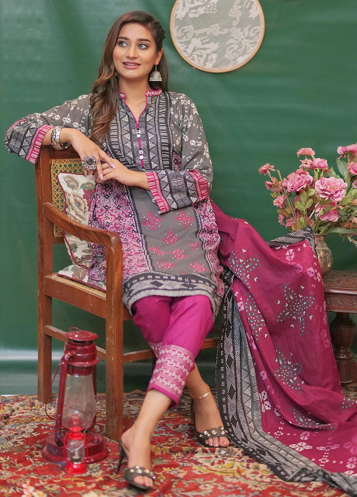 Senorita Casual Pret Printed Cotton 3 Piece LAD-01959-GRY/MGT