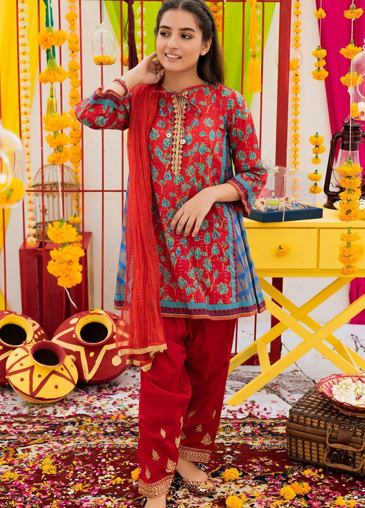 Senorita Lawn Fancy Pret 3 Piece for Girls -  GBD-01616-RED/MCL