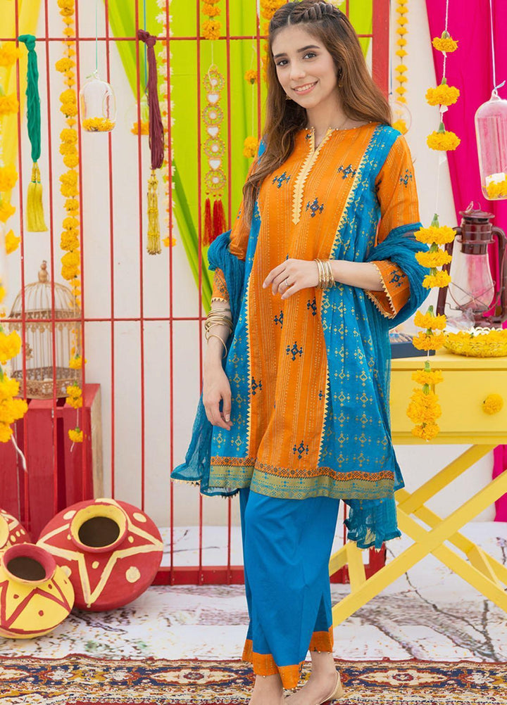 Senorita Lawn Fancy Pret Girls 3 Piece -  GBD-01575-OGN/BLU