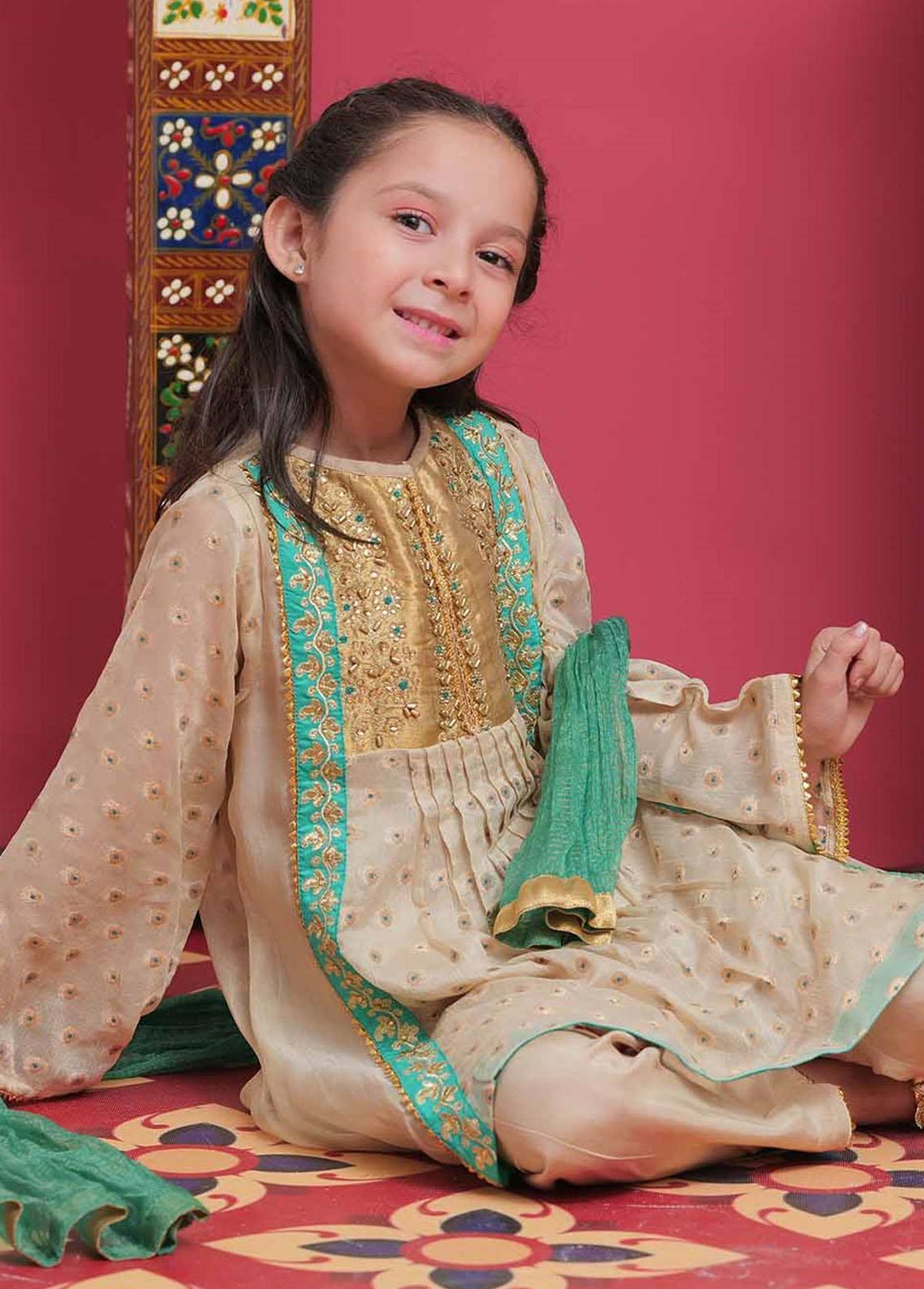 Senorita Banarsi Formal 3 Piece Suit for Girls -  KDD-02104
