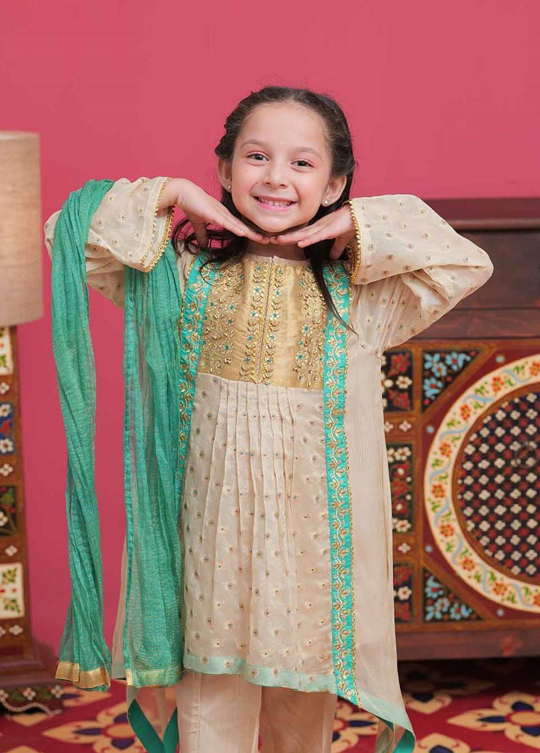 Senorita Banarsi Formal 3 Piece Suit for Girls -  KDD-02104