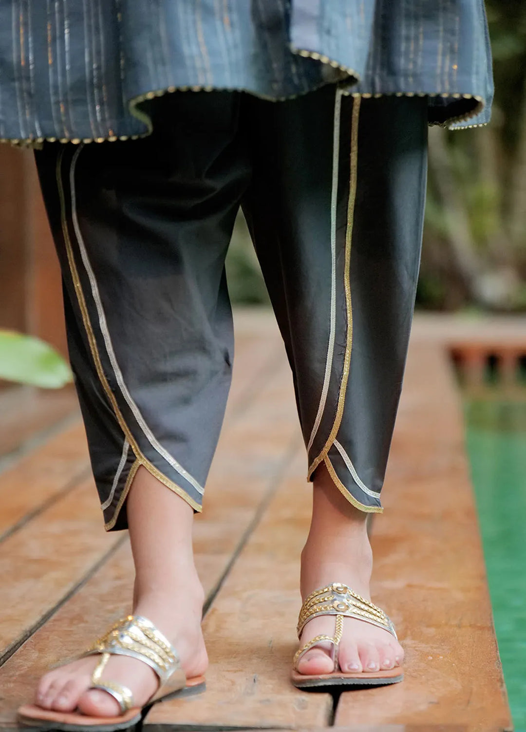 Senorita Organza Casual 3 Piece Suit for Kids -  KBD-02605-GRY/GLD