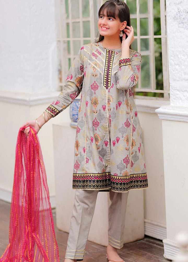 Senorita Cotton Pret Girls 3 Piece Suit -  GBD-02024-GRY/MCL