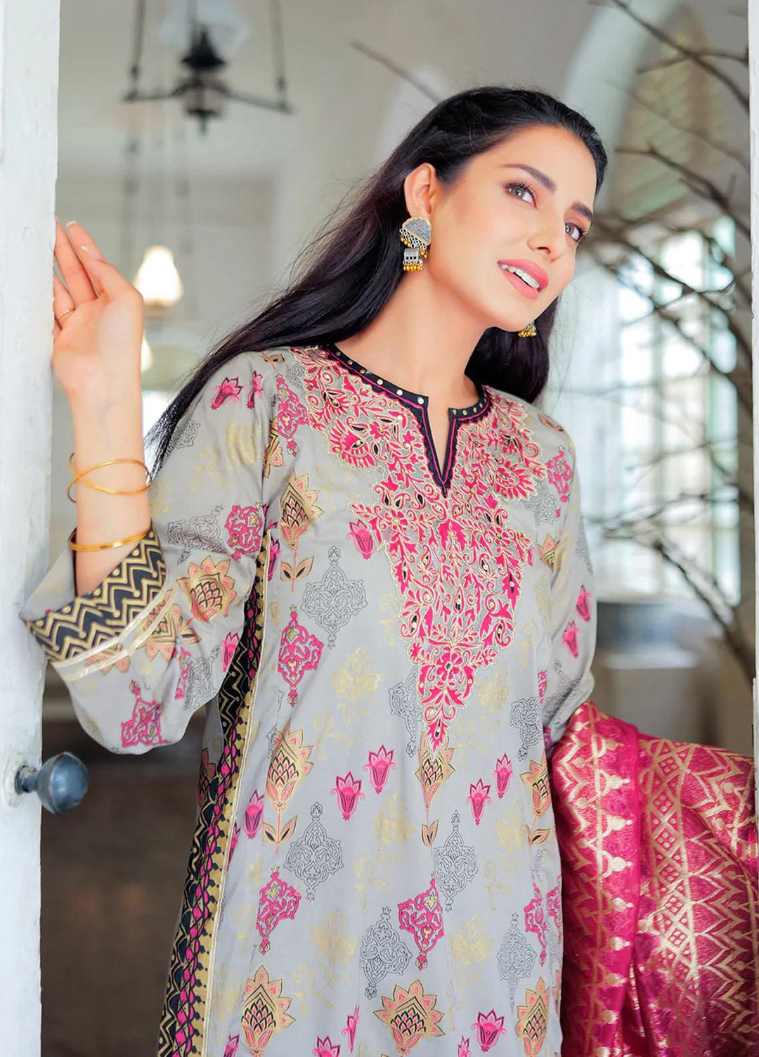 Senorita Cotton Pret 3 Piece for Women -  LBD-02016-GRY/MCL