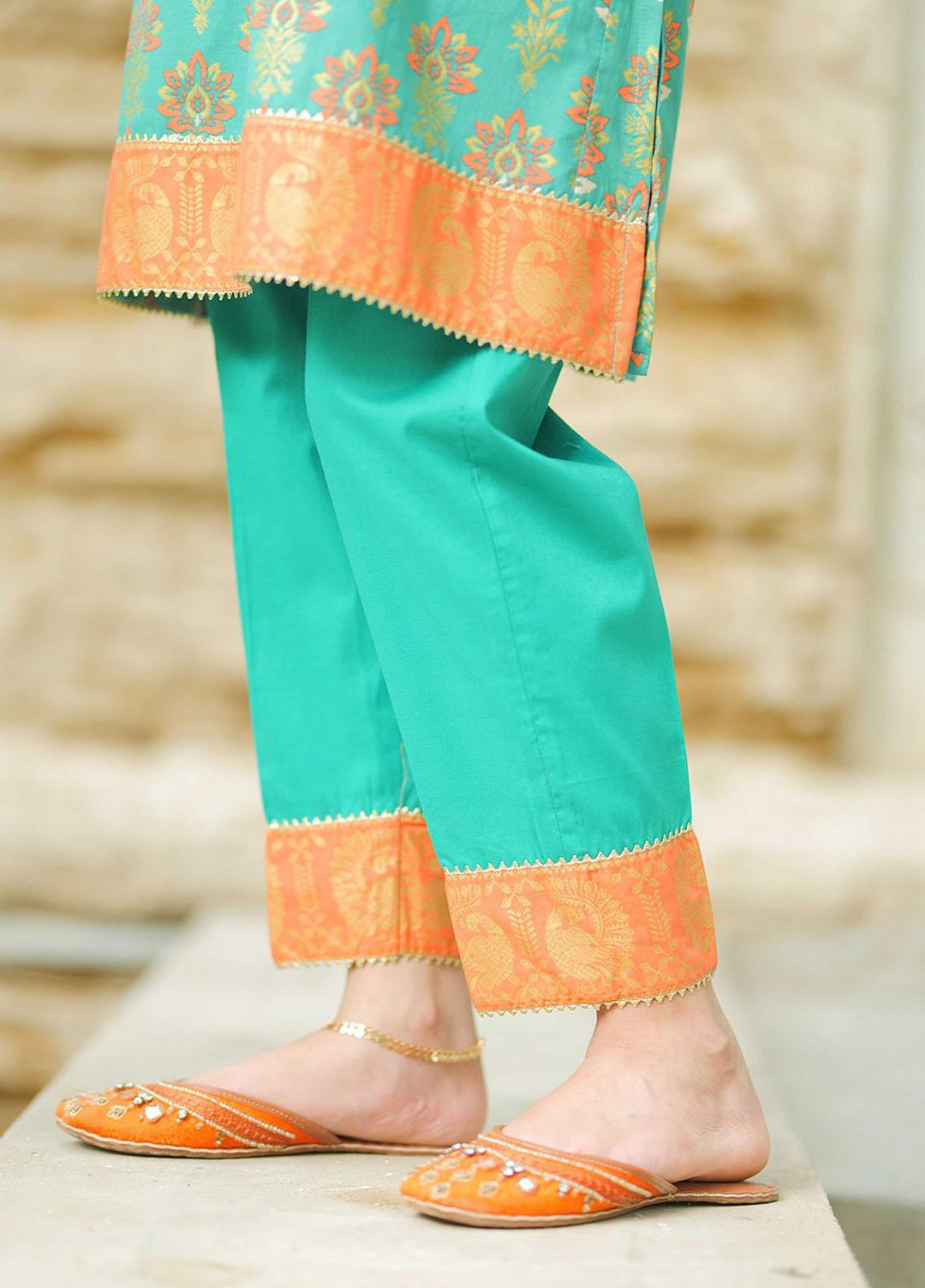 Senorita Cotton Pret 3 Piece Suit for Girls -  GBD-02036-GRN/MCL