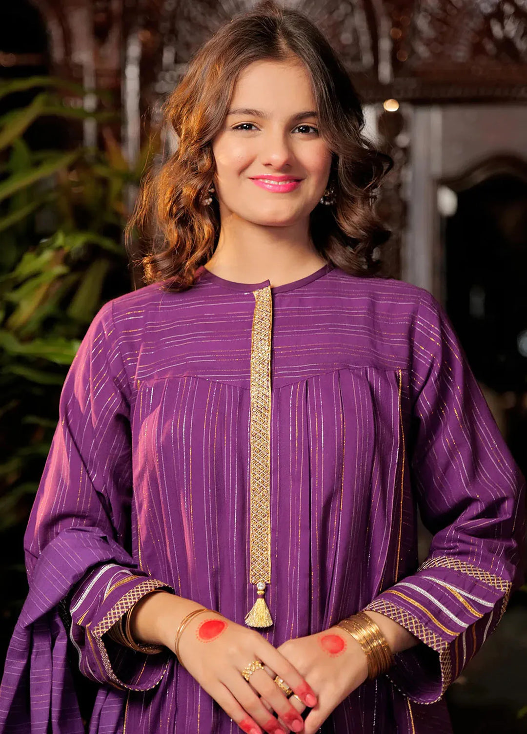 Senorita Pret Casual Cotton Jacquard 3 Piece Suit for Girls GBD-02602