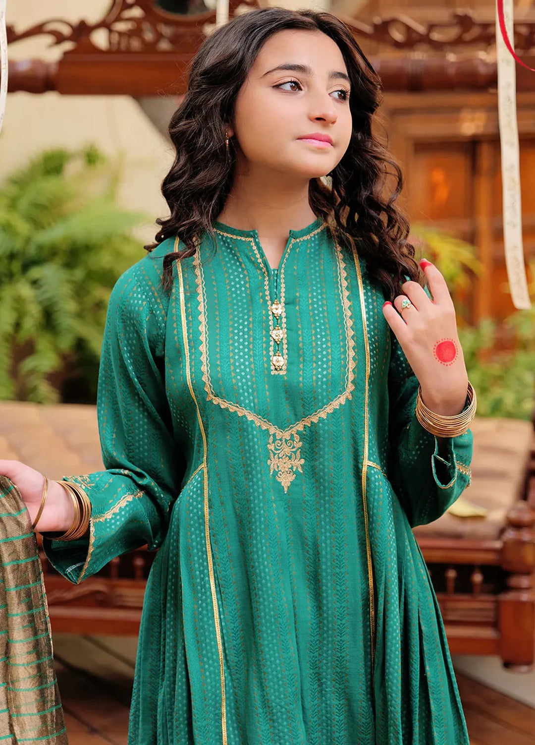 Senorita Pret Casual Cotton Jacquard 3 Piece Suit for Girls GBD-02629