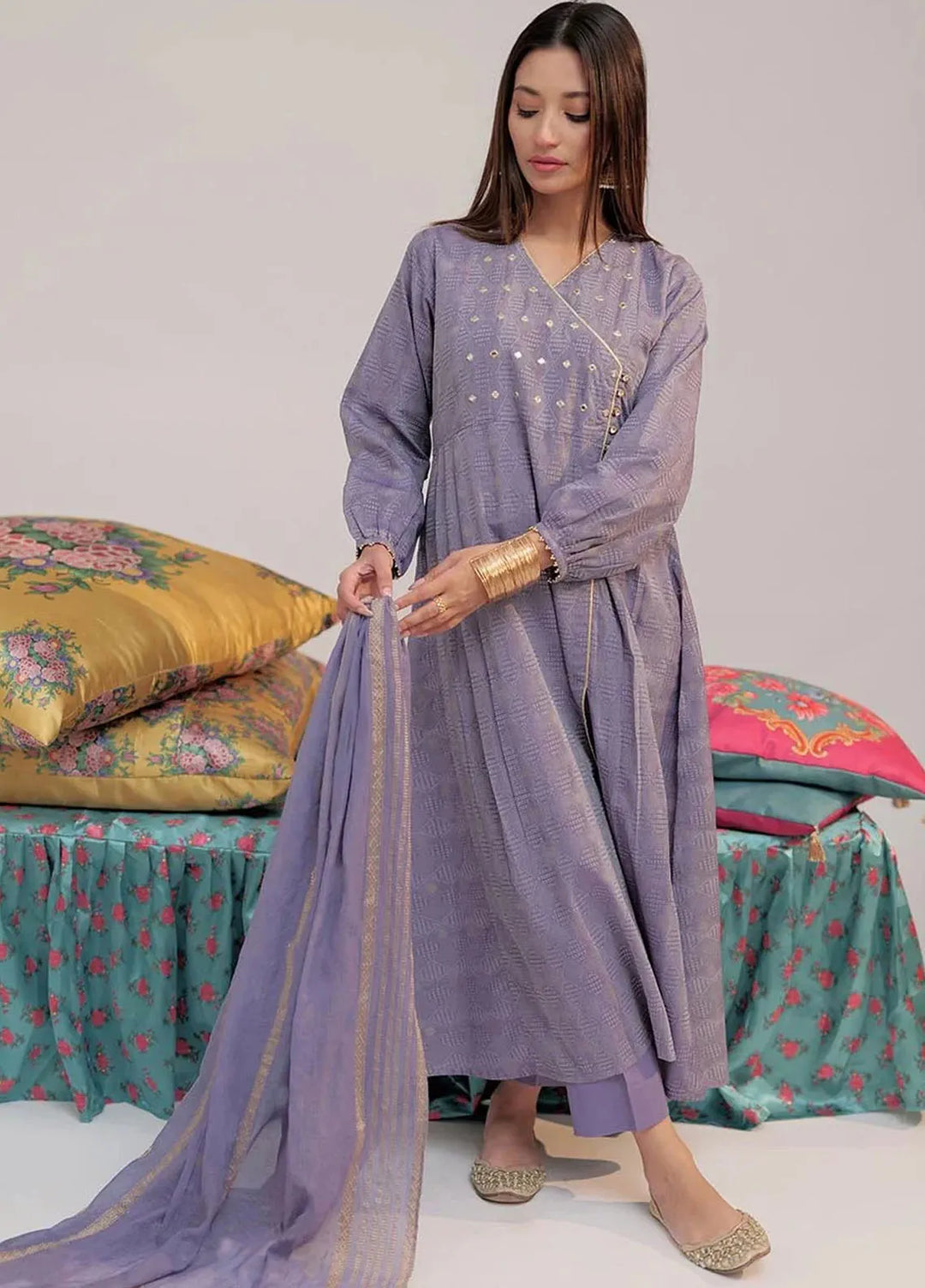 Senorita Pret Casual Cotton Jacquard 3 Piece Suit for Women LBD-02606