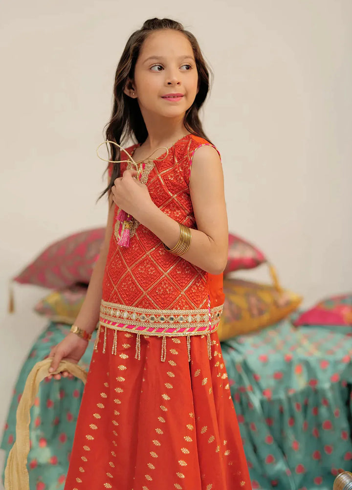 Senorita Pret Formal Banarsi Jacquard 3 Piece Suit For Kids KDD-02424