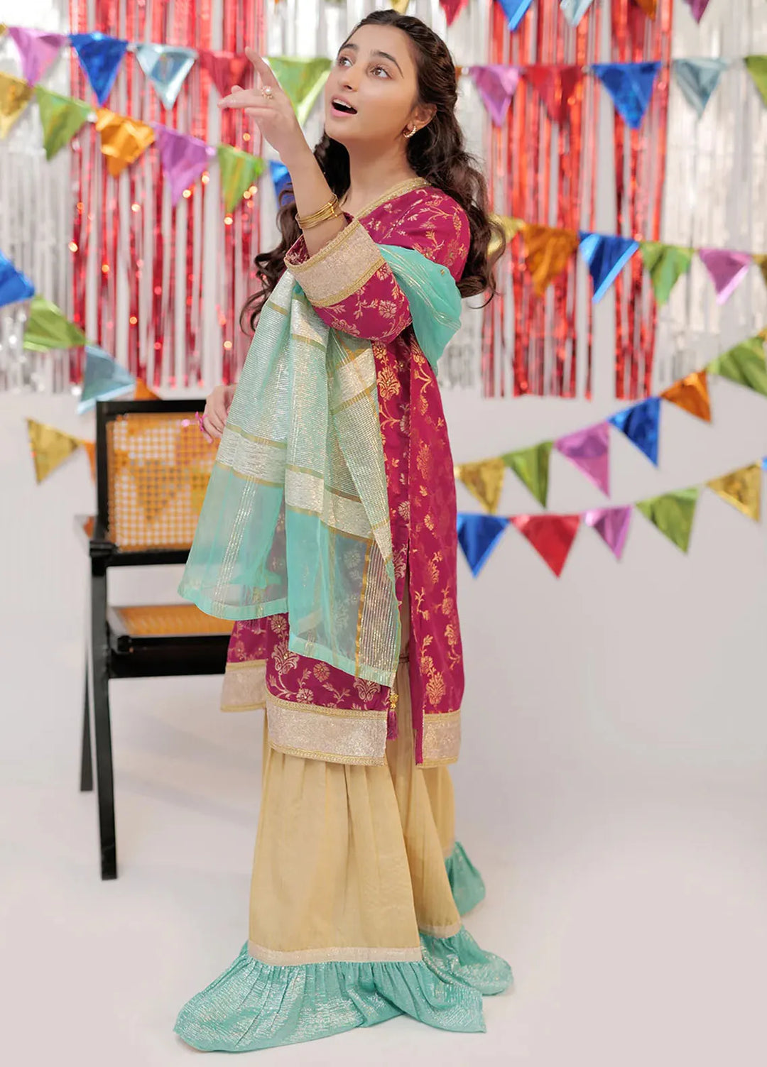 Senorita Pret Formal Polyester Chiffon 3 Piece Suit For Girls GDD-02416