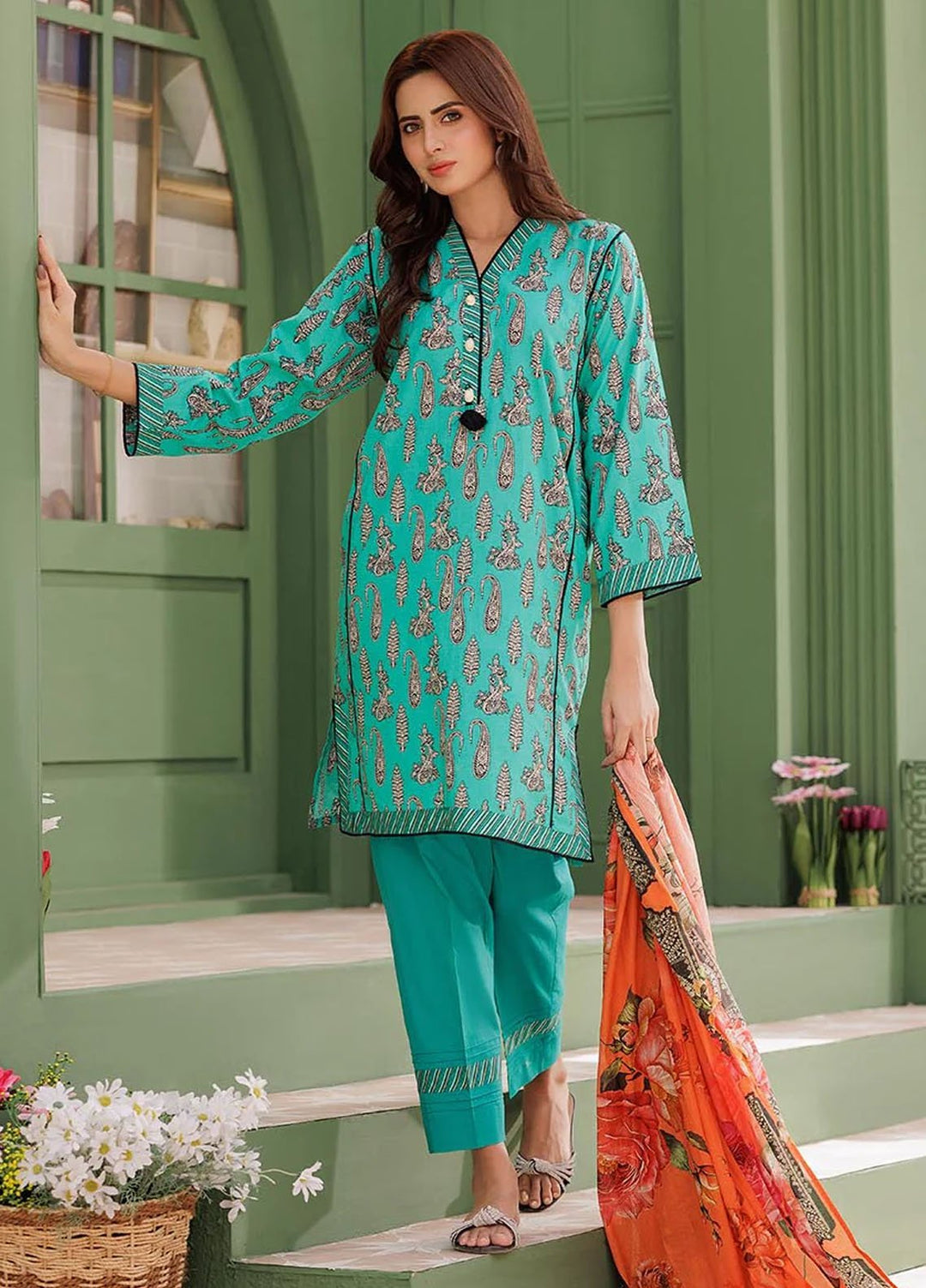 Senorita Pret Printed Cotton Lawn 3 Piace Suit LAD-03077