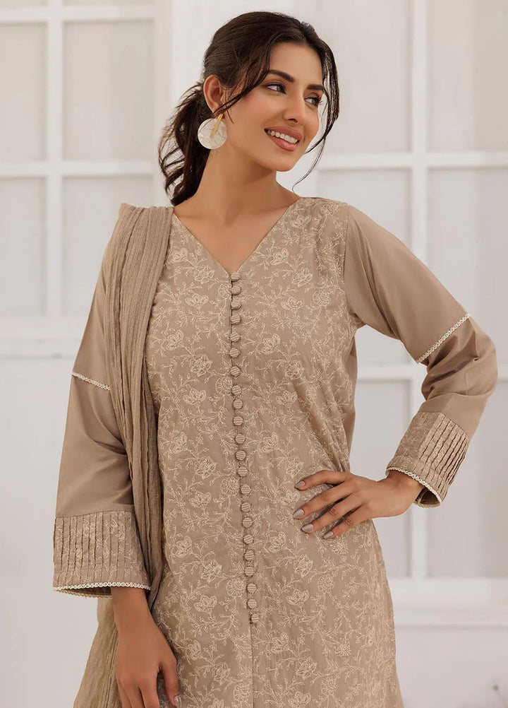 Senorita Pret Printed Plain Cotton 3 Piace Suit LBD-03087