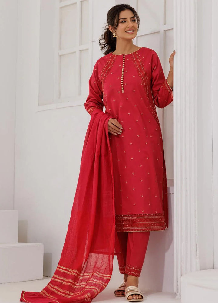 Senorita Pret Printed Plain Cotton 3 Piace Suit LBD-03088