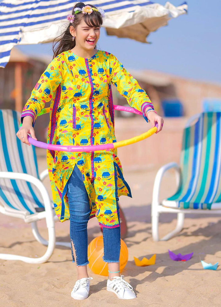 Senorita Cotton  Printed Kurtis for Girls -  GAA-01951-YLW/MCL